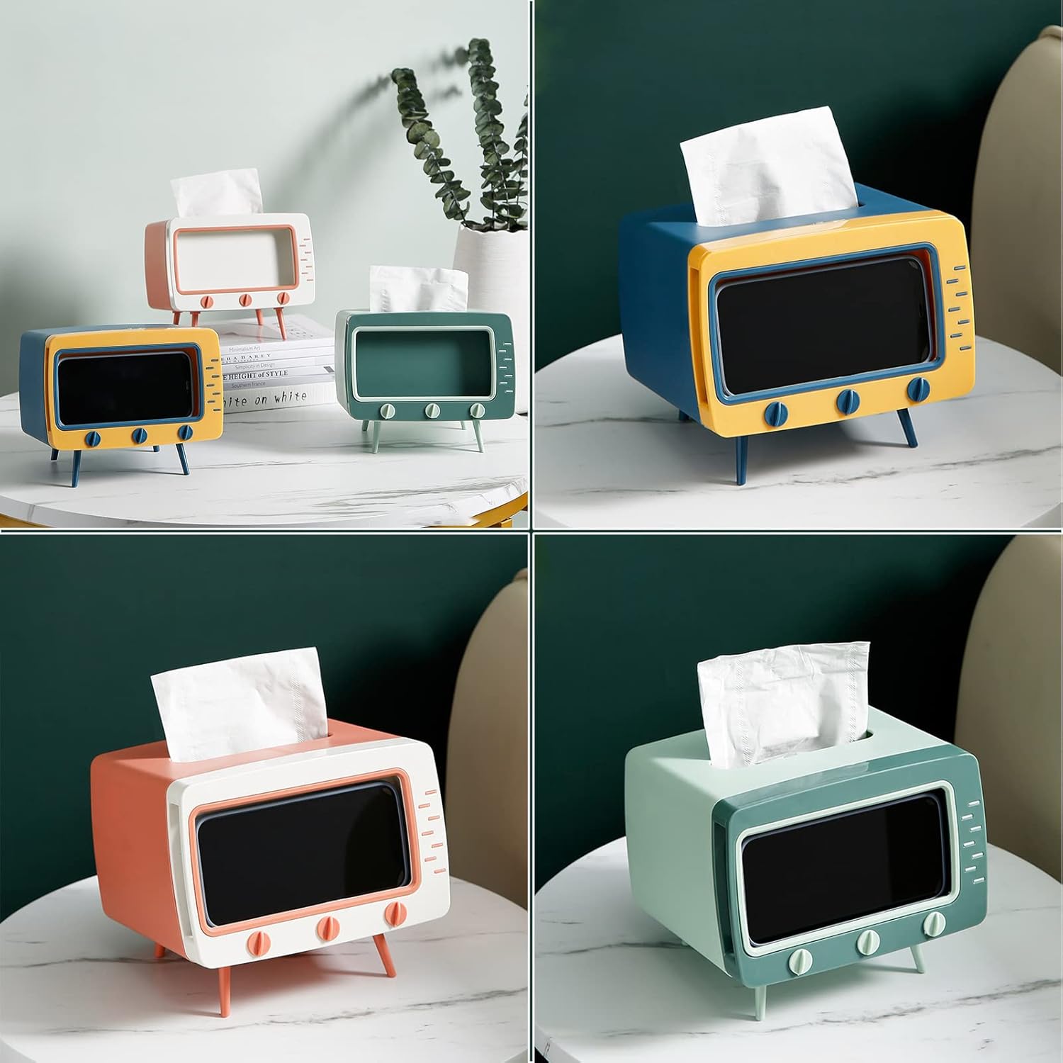 TV Tissue Box Multi Functional Mobile Phone Shelf Desktop Decoration Tissue Holder Home Living Room Cute StyleKleenex Box Holder for Bathroom Office（Pink）