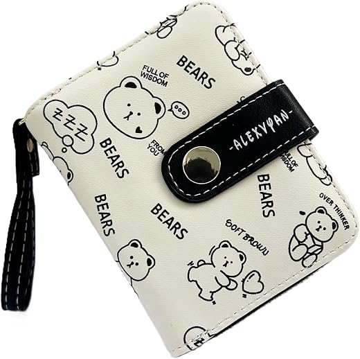 Alexvyan Compact Bears Tri-fold Wallet PU Leather, Women's Purse Wallet Organizer Female Hand Clutch Women/Ladies/Girls Wa...