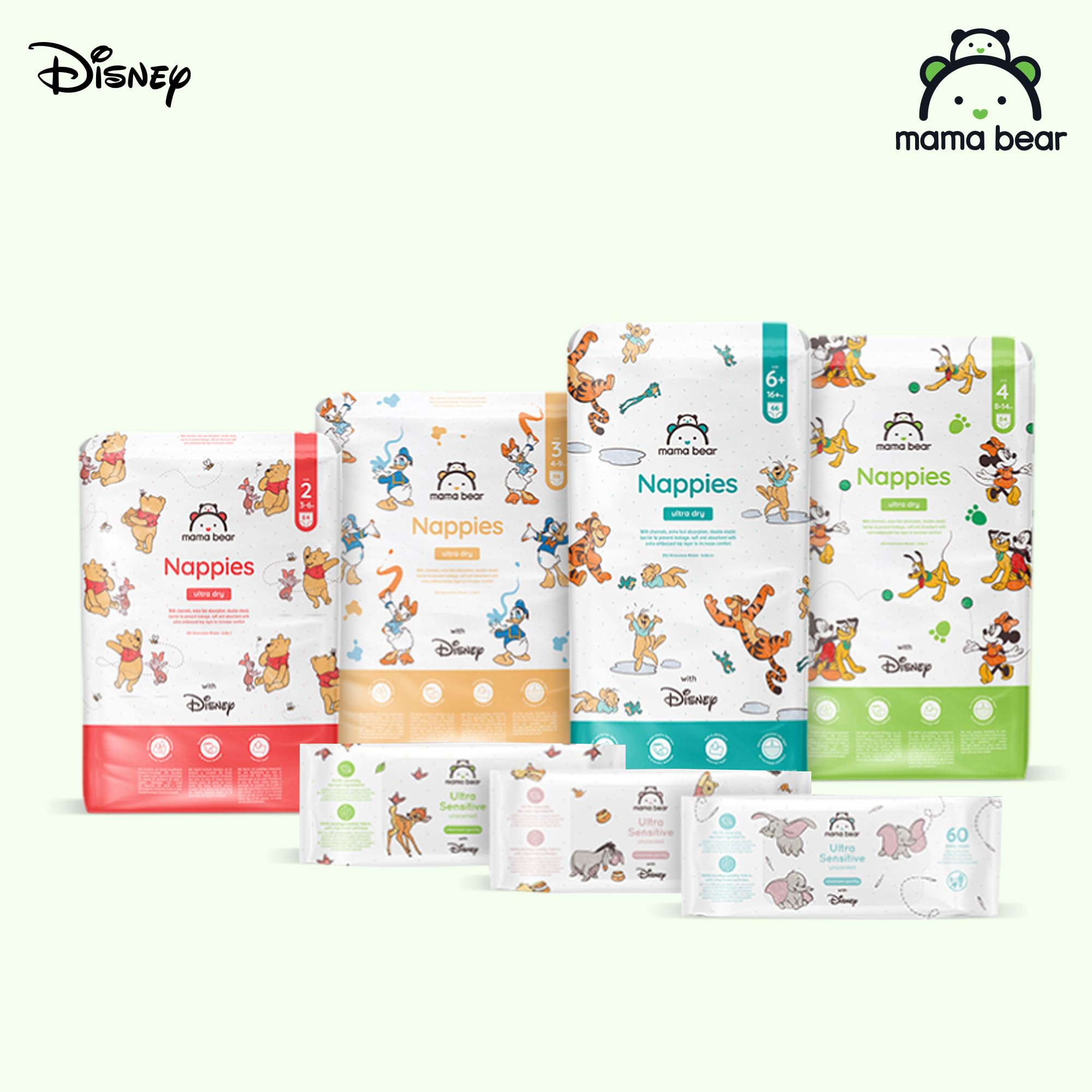 Amazon-Marke: Mama Bear Disney Ultra Dry Windeln Größe 4+ (9-15 kg) - MONATSBOX, Weiß, 160 Stück (2 Packungen mit 80)