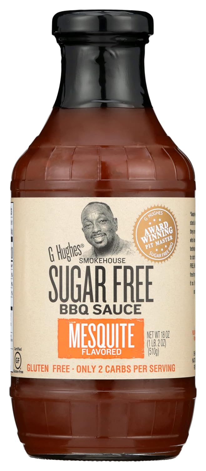 G Hughes Mesquite Flavored BBQ Sauce, Sugar Free, Gluten Free, 18 Ounces (Pack Of 6)