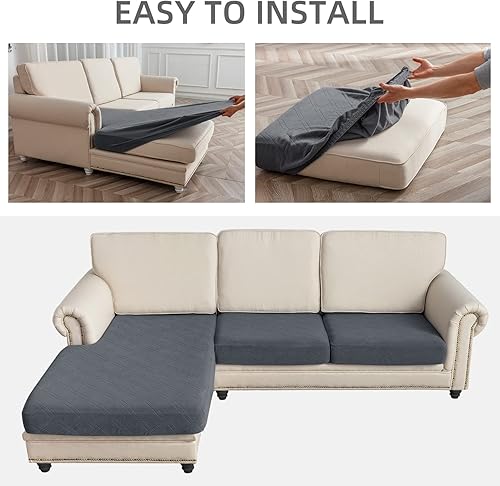 Miniatura 7 de LiveGo Fundas de sofá modular, fundas de cojín de 3 piezas para sofá en forma de L, funda de diván de asiento separado, protector de muebles para