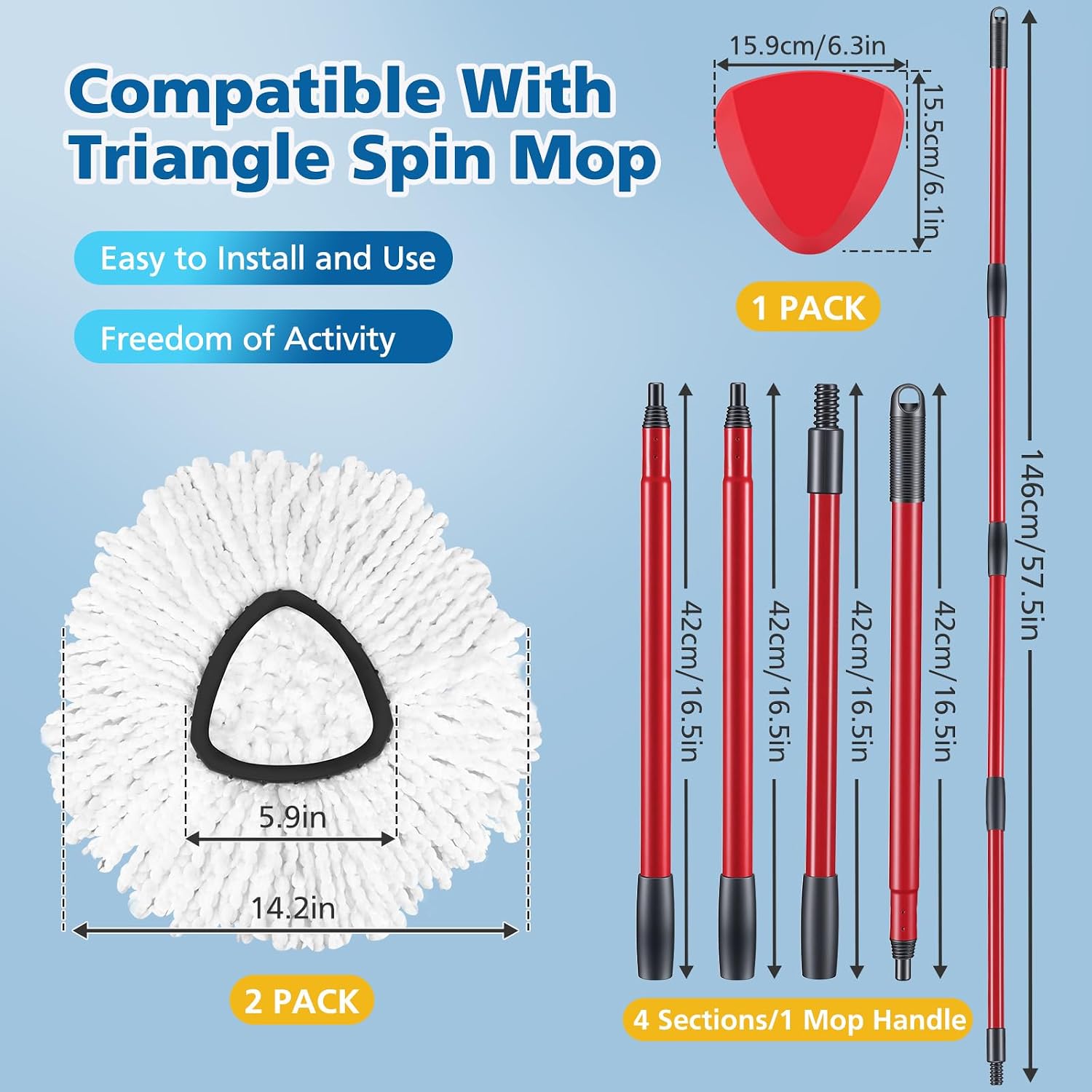 Spin Mop Replacement Head Compatible with O Ceda EasyWring 1-Tank System