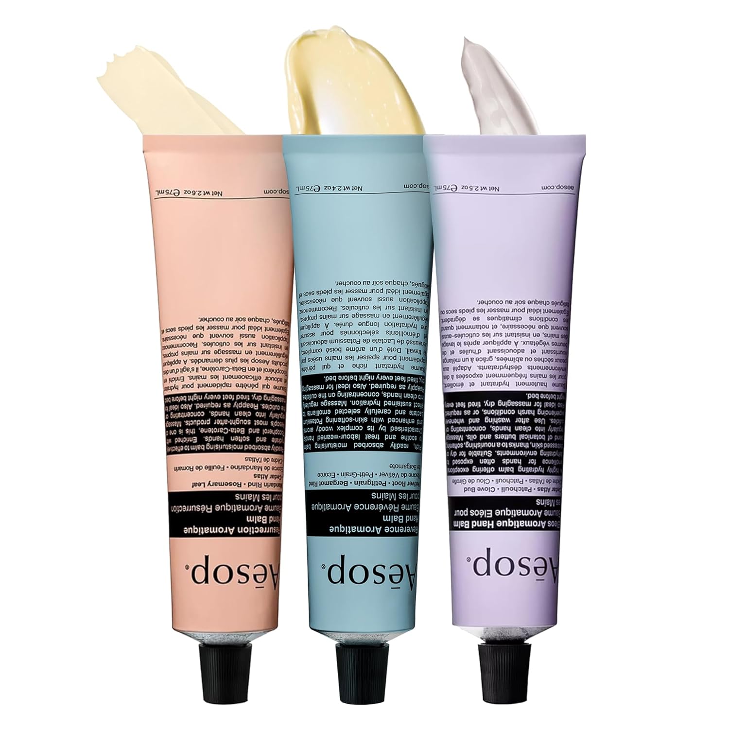 Aesop Hand Balm Set – Resurrection, Reverence & Eleos Hand Cream Trio– Deeply Nourishing Botanical Hand Care with Citrus, Woody & Herbaceous Aromas | 2.4 oz each Travel Size