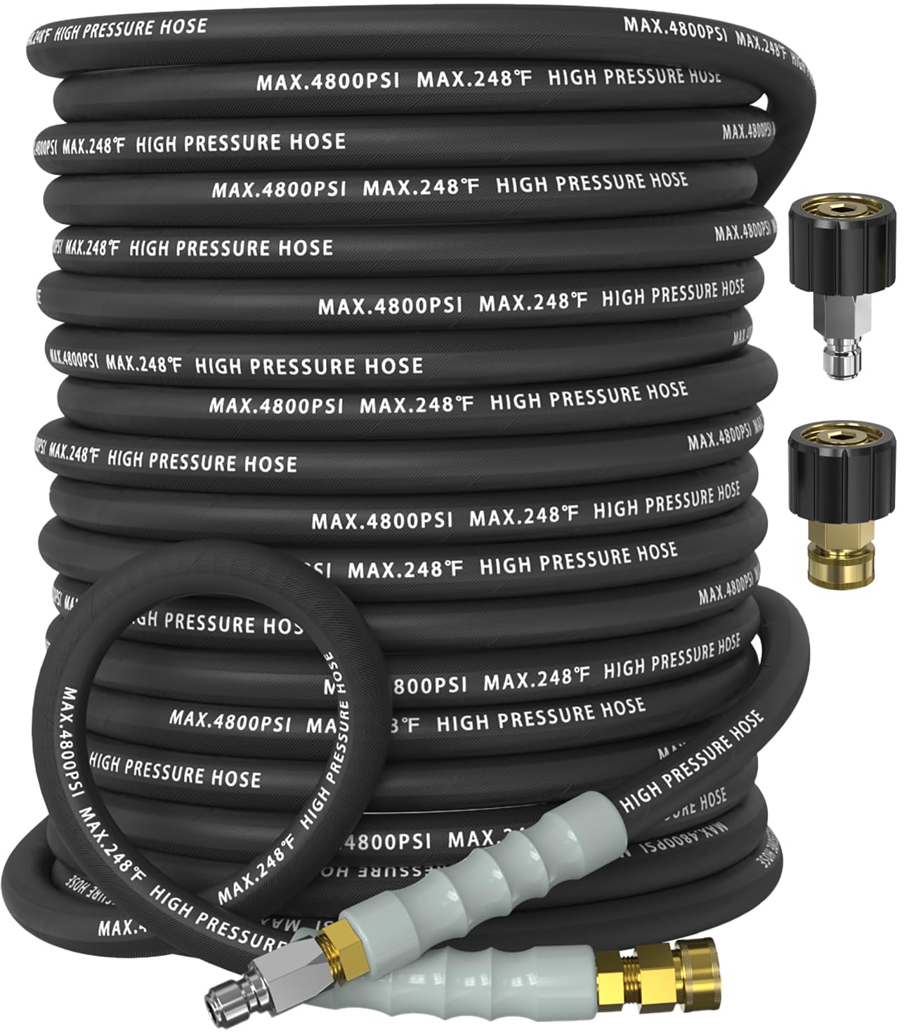 3/8" ID 4800PSI Pressure Washer Hose 100FT, Steel Wire Braided Hose Black