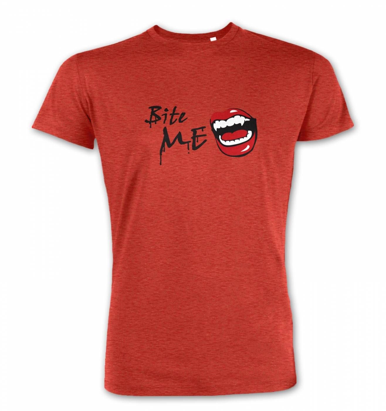 Monster Tshirts By Big Mouth Bite Me! Vampire Fangs Premium T-shirt - Mid Heather Red Large