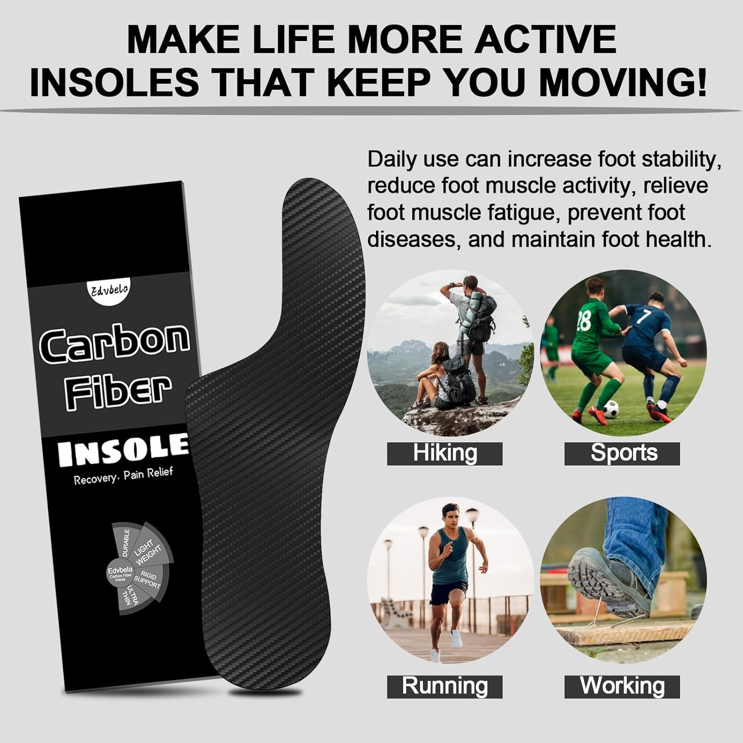 Mortons Extension Orthotic, Carbon Fiber Insole for Morton's Toe, Broken Big Toe, Turf Toe, Hallux Rigidus, Foot Fractures, Arthritis, Rigid Insert - 1 Piece 225mm - Image 6