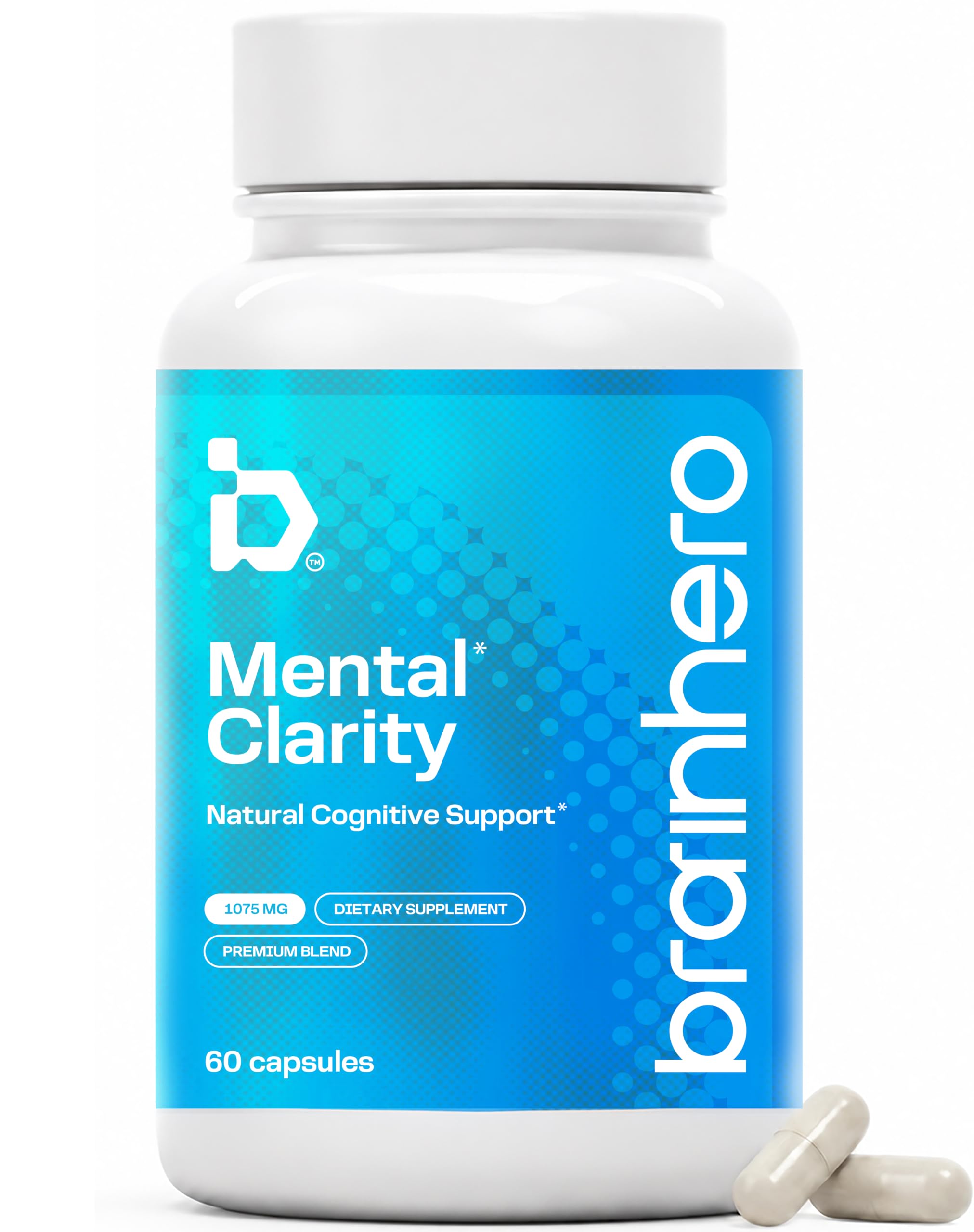 Brain Hero Memory and Focus Supplements - Cognitive Support - 1075mg of Targeted Nootropics for Men & Women - Brain Health for Mental Clarity - Vitamin B6 & B12, Choline, Alpha GPC, L-Theanine - 60 ct