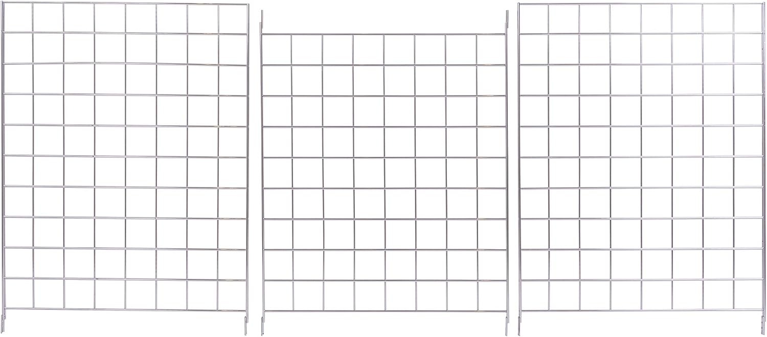ECONOCO Portable 2’ X 8’ Chrome Grid Panels - Pack of 3