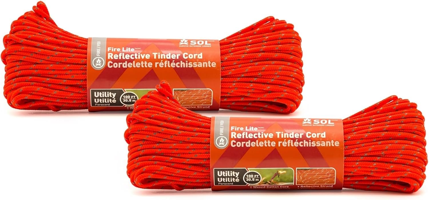 S.O.L. Survive Outdoors Longer S.O.L. Utility Reflective Tinder Cord, 100ft - (Pack of 2)