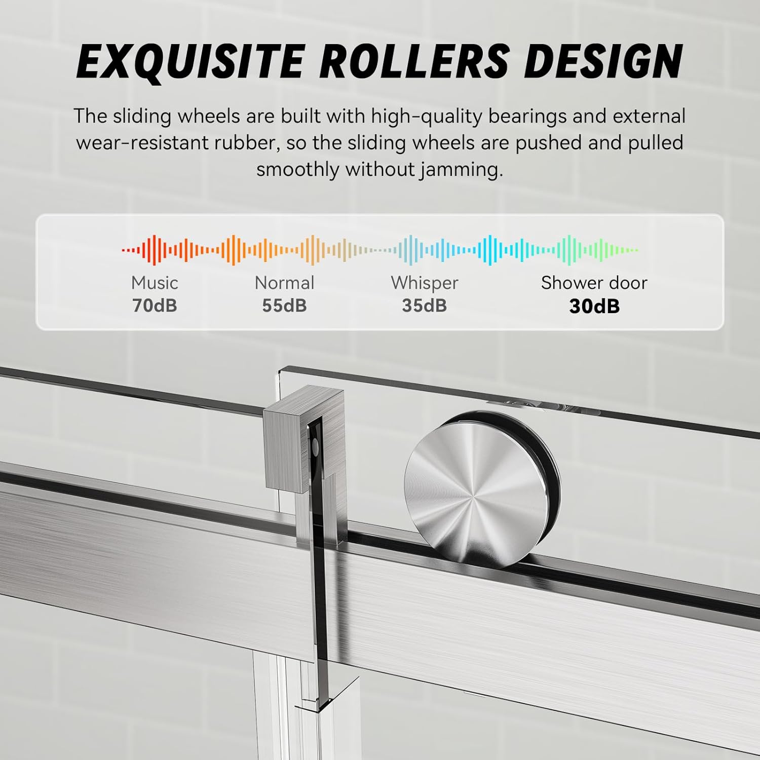 56-60" W x 76" H Frameless Single Soft-Close Shower Doors with Buffer, Bathroom Shower Door, 3/8" (10mm) Thick SGCC Tempered Glass Door, Reversible Installation, Brushed Nickel