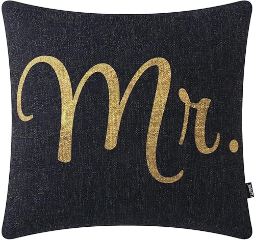 Miniatura 9 de TRENDIN Mr Throw - Fundas de almohada para parejas, decoración de dormitorio, boda, decoración de palabras para el hogar, sofá, 18 x 18 pulgadas,