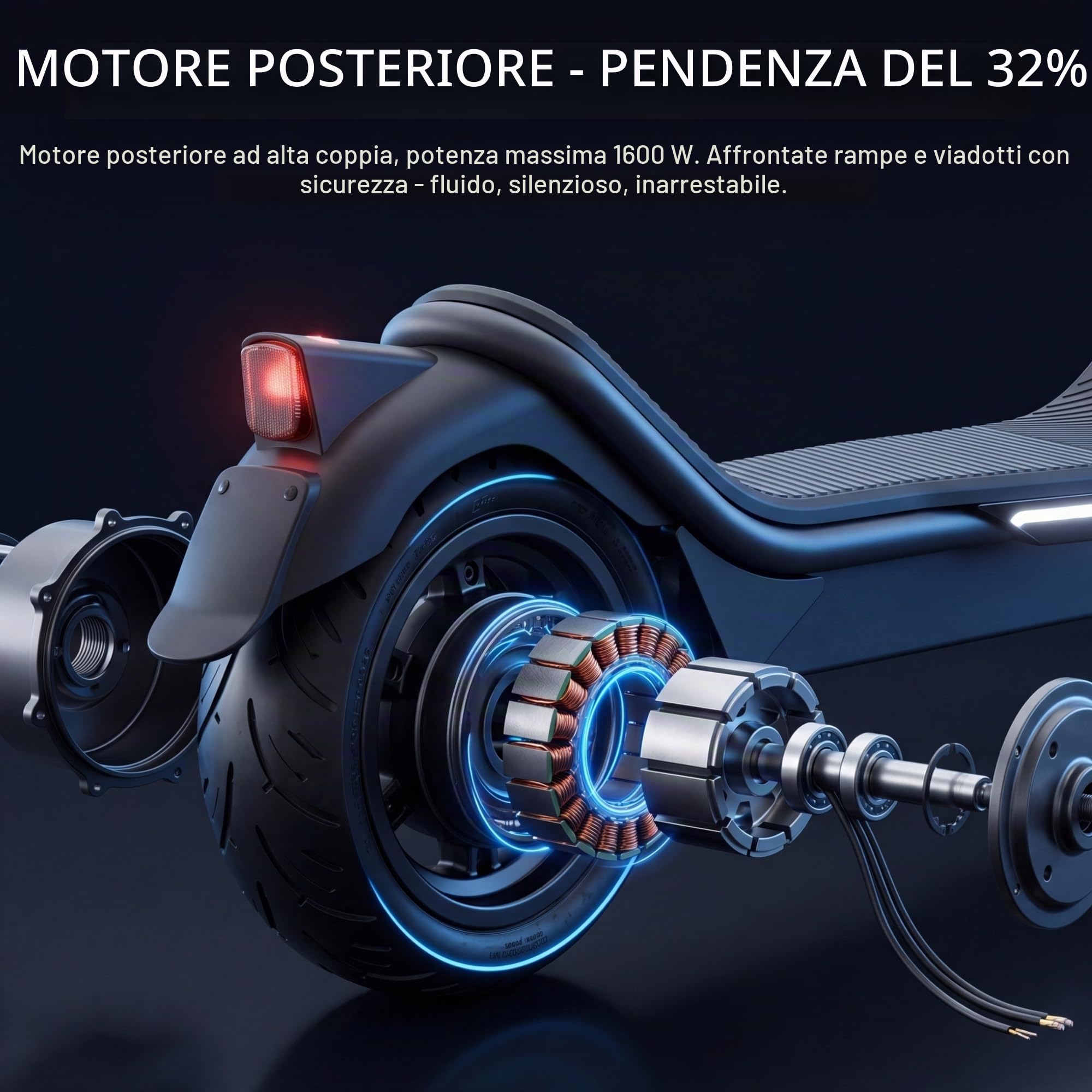Monopattino Elettrico per Adulti con Sensore di Impronta Digitale, Autonomia 85 km, Pneumatici Tubeless 10,5 Pollici, TCS Controllo di Trazione