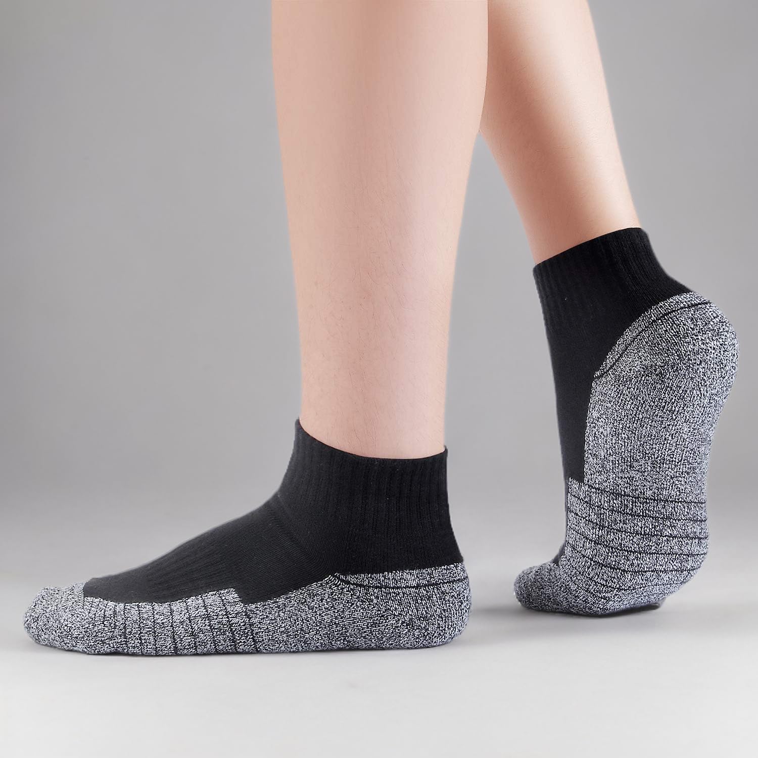 Begrily Lot de 6/8 paires de chaussettes de sport en coton épais pour homme - Chaussettes basses confortables pour la course à pied, le sport, le travail décontracté