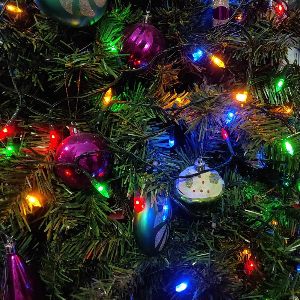 Set di 50 luci di Natale a LED, funzionamento a batteria, trasparenti, con filo verde, per ghirlanda del Ringraziamento, albero di Natale, camera da letto, decorazione per interni ed esterni,