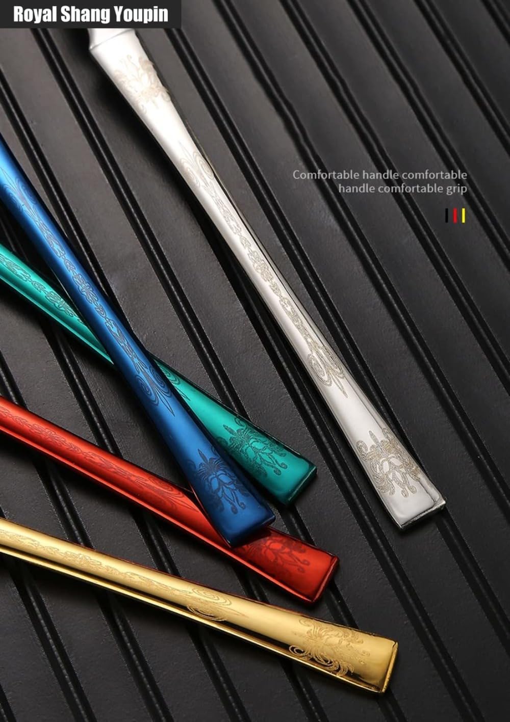 Creativo Vita Piccola Modello Laser Cucina in Acciaio Inox Posate Da Tavola Posate Set Di Posate Coltello Da Bistecca Forchetta Cucchiaio Cucchiaino (Oro argento,16 pezzi)