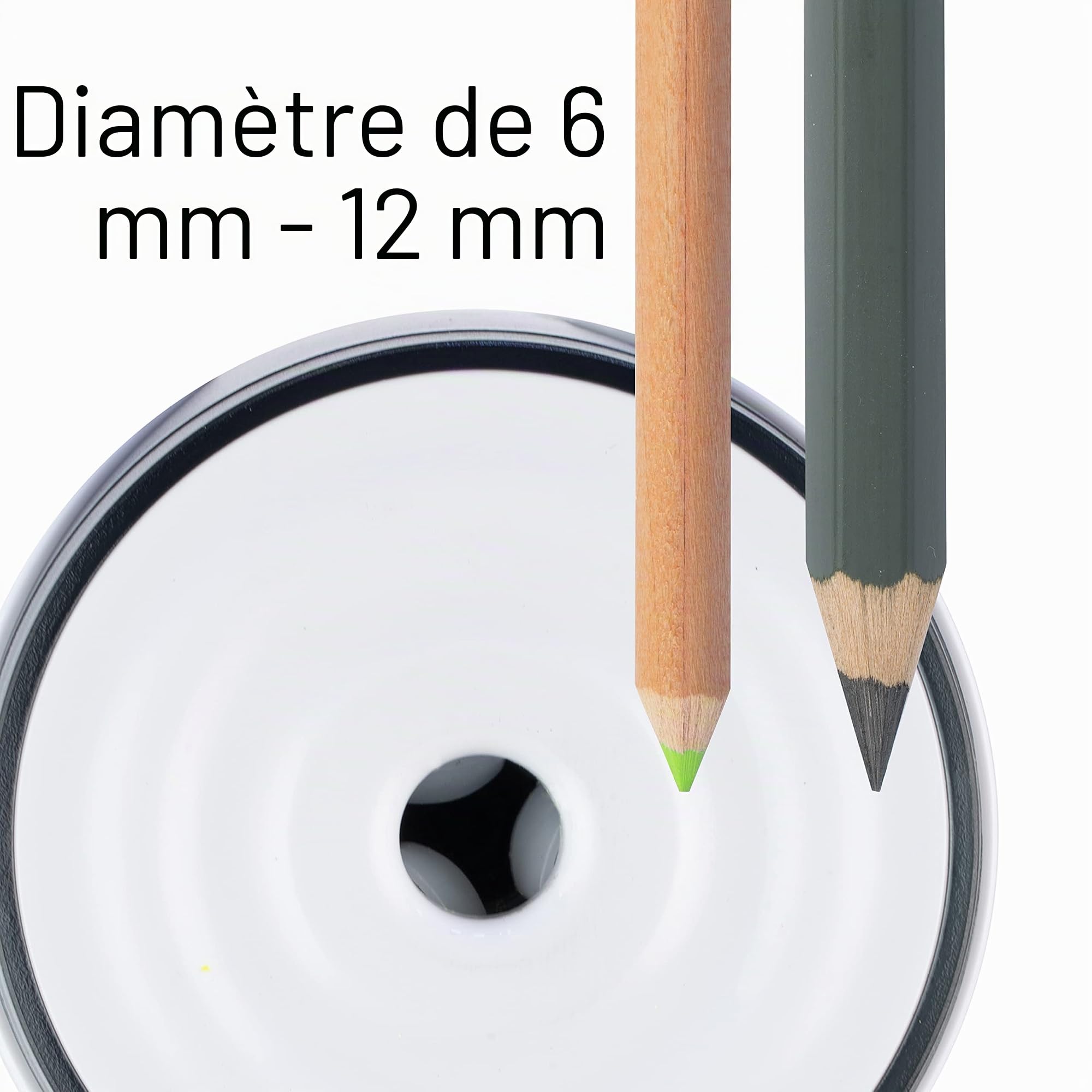 JOLLY Herbert Taille-crayon électrique grand taille-crayon électrique pour tous les stylos, même pour les crayons d'artiste fins et les crayons à mine pleine avec arrêt automatique Blanc