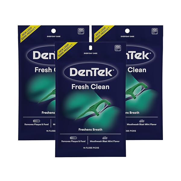 DenTek Fresh Clean Floss Picks, for Extra Tight Teeth, 75 Count, 3 Pack
