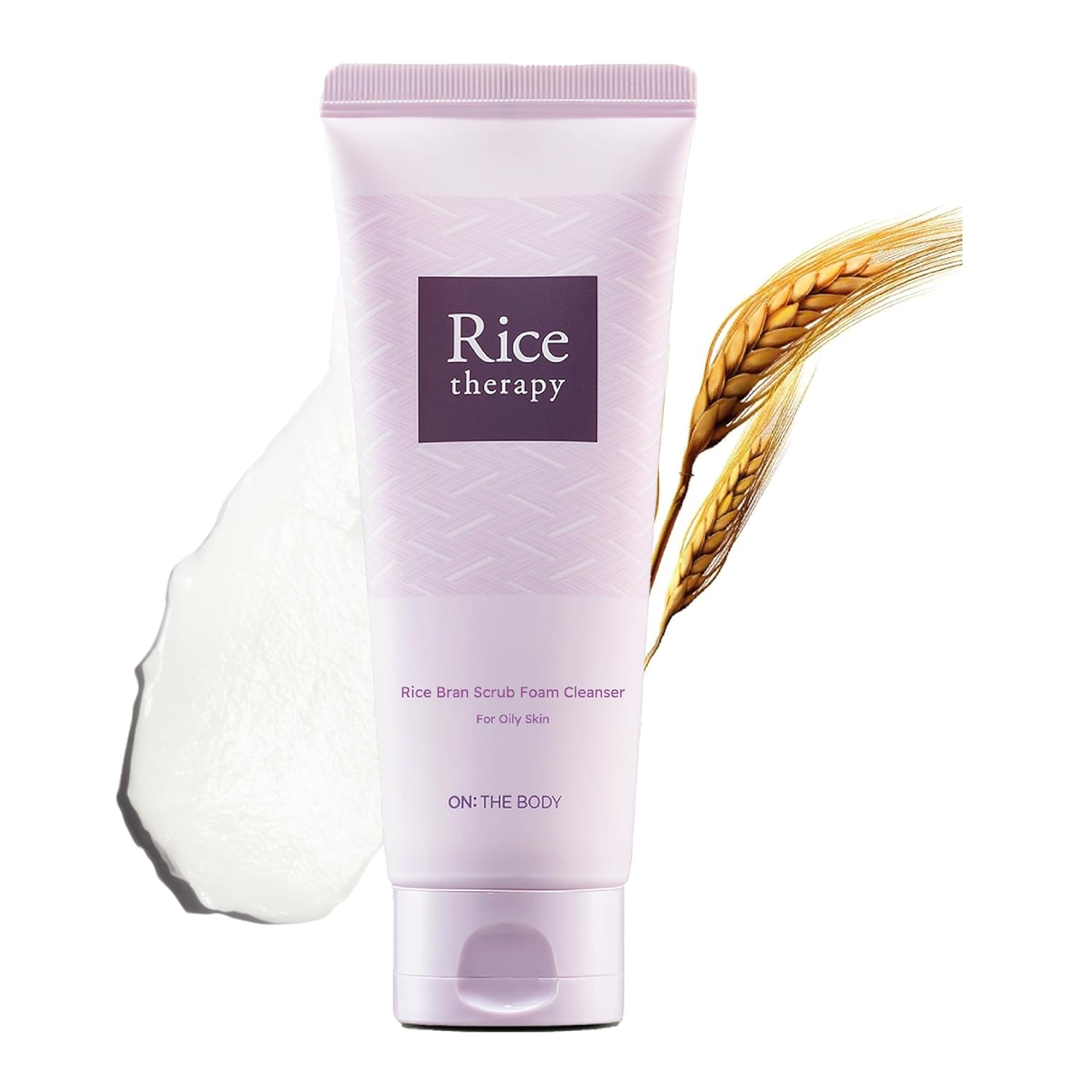 Rice Bran Foam Cleanser (Pack of 1, 5.1fl oz) – Facial Deep Cleansing Foam for Oily Skin. Smooth Skin with Gentle Scrub Formula for Men & Women, Korean Skin Care