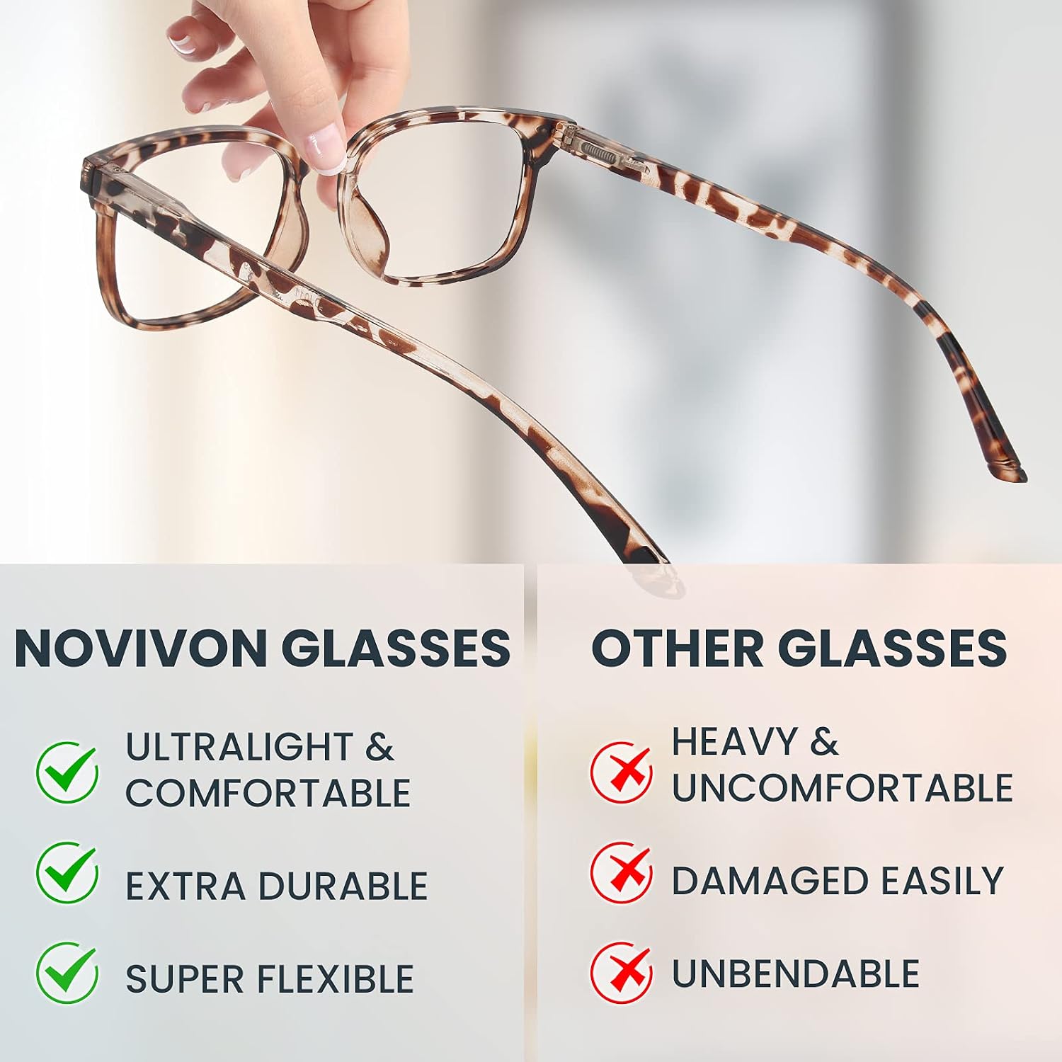 NOVIVON 5 Pack Reading Glasses Blue Light Blocking, Readers for Women/Men (5 Pairs Mix, 1.0)