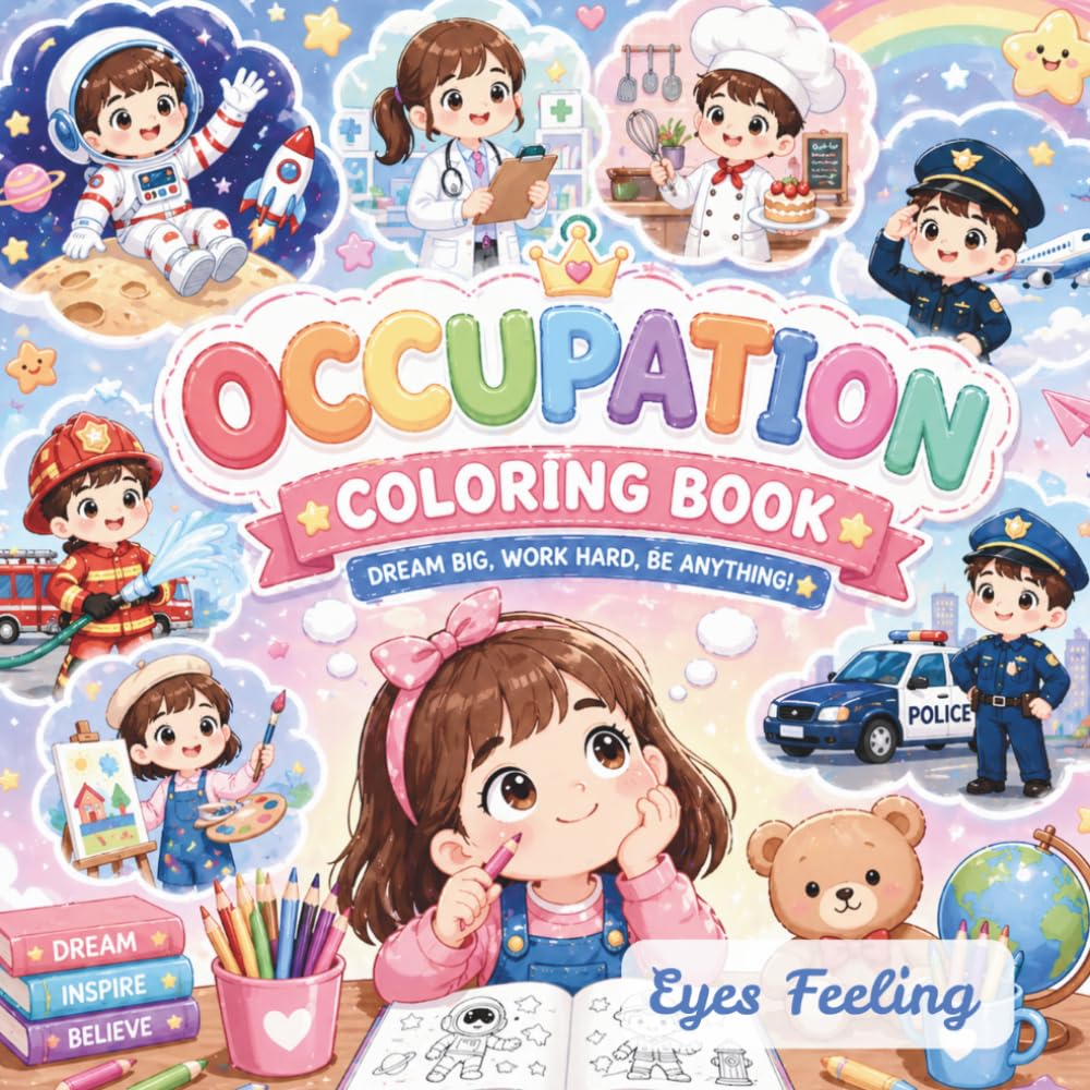 Dream Occupations: Simple & Cute Kids Dream Jobs Coloring Book