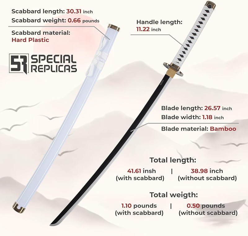 57 SPECIAL REPLICAS Bamboo Anime Katana Cosplay Kard 105cm Roronoa Zoro One Piece