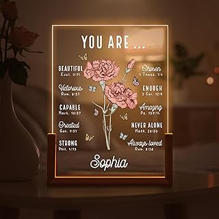 Personalized Christian Night Light Gifts for Women, Inspirational Bible-...