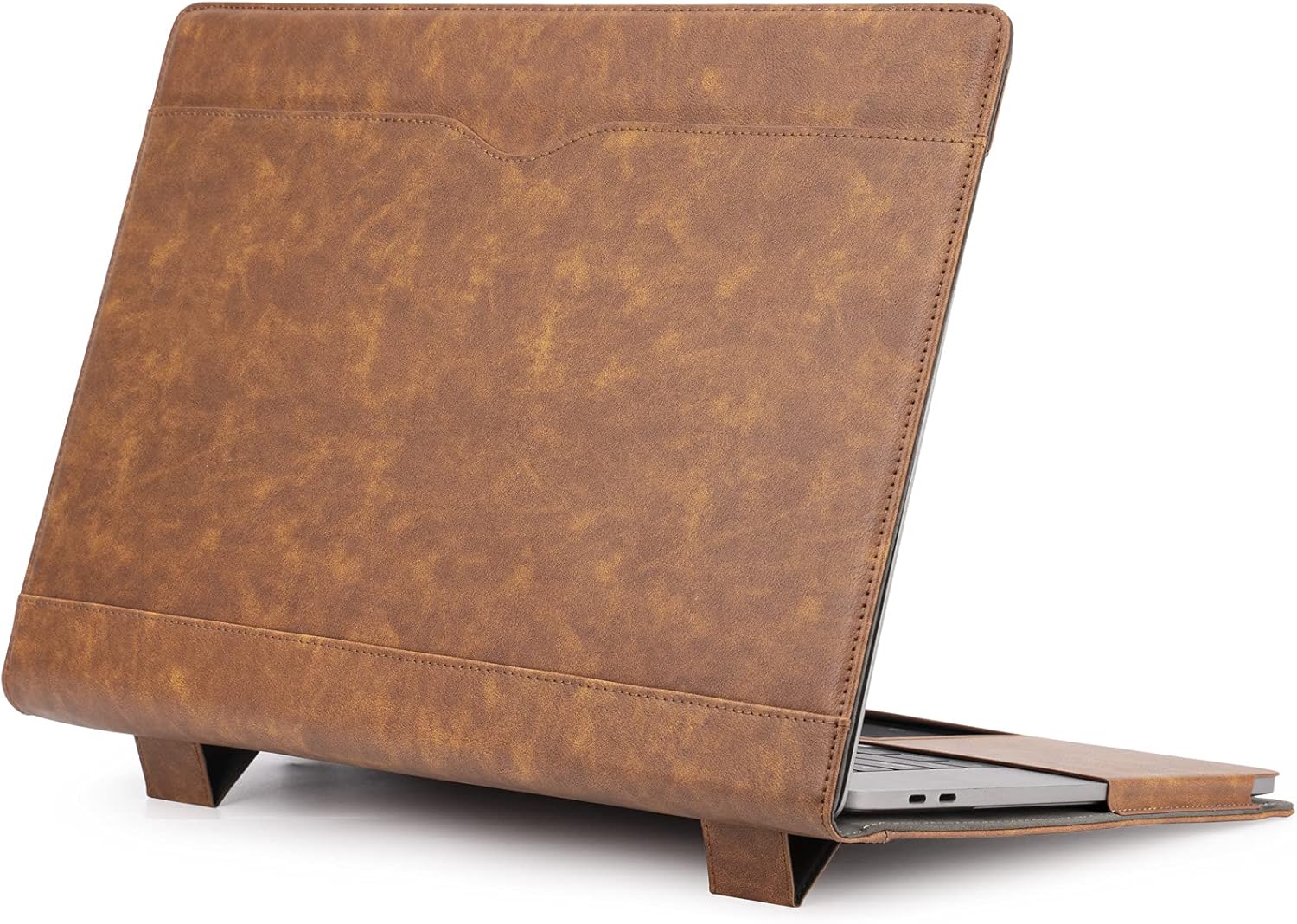 TYTX Compatible with MacBook Pro Leather Case 16 inch 2019 2020 A2141 with Touch ID Laptop Sleeve Protective Folio Book Cover with Vents, Brown
