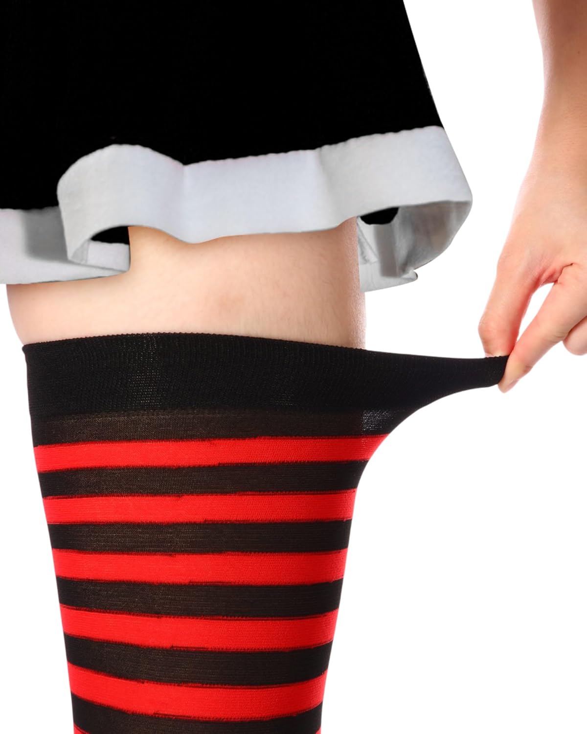 SATINIOR 2 Pairs Women's Long Striped Socks Thigh Knee High Striped Socks for Women Mardi Gras St Patricks Day Party - Image 2