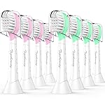 Toptheway Kids Toothbrush Heads for Philips Sonicare: Soft Electric Replacement Brush Compatible with Phillips 6032/94 6321 6340 6042 6320 6330 Compact Head for Child 3-7, Pink Girl Green Boy 8 Pack