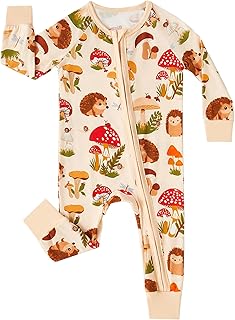 MOSSRIVER Bamboo Viscose Baby Long Sleeve Romper, Cute Pumpkin Prints Zipper Footless Jumpsuit, Toddler One-Piece Outfits