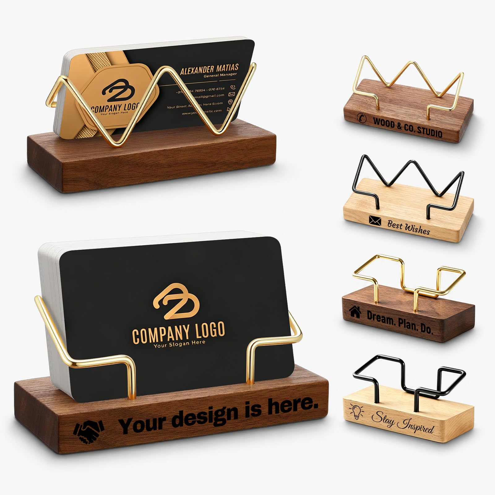 Ofcoin Custom Square Business Card Holder, Personalized Porta Tarjetas De Presentacion Logo&Text, Office Gift for Men Women, Funny Desk Decor for Coworkers