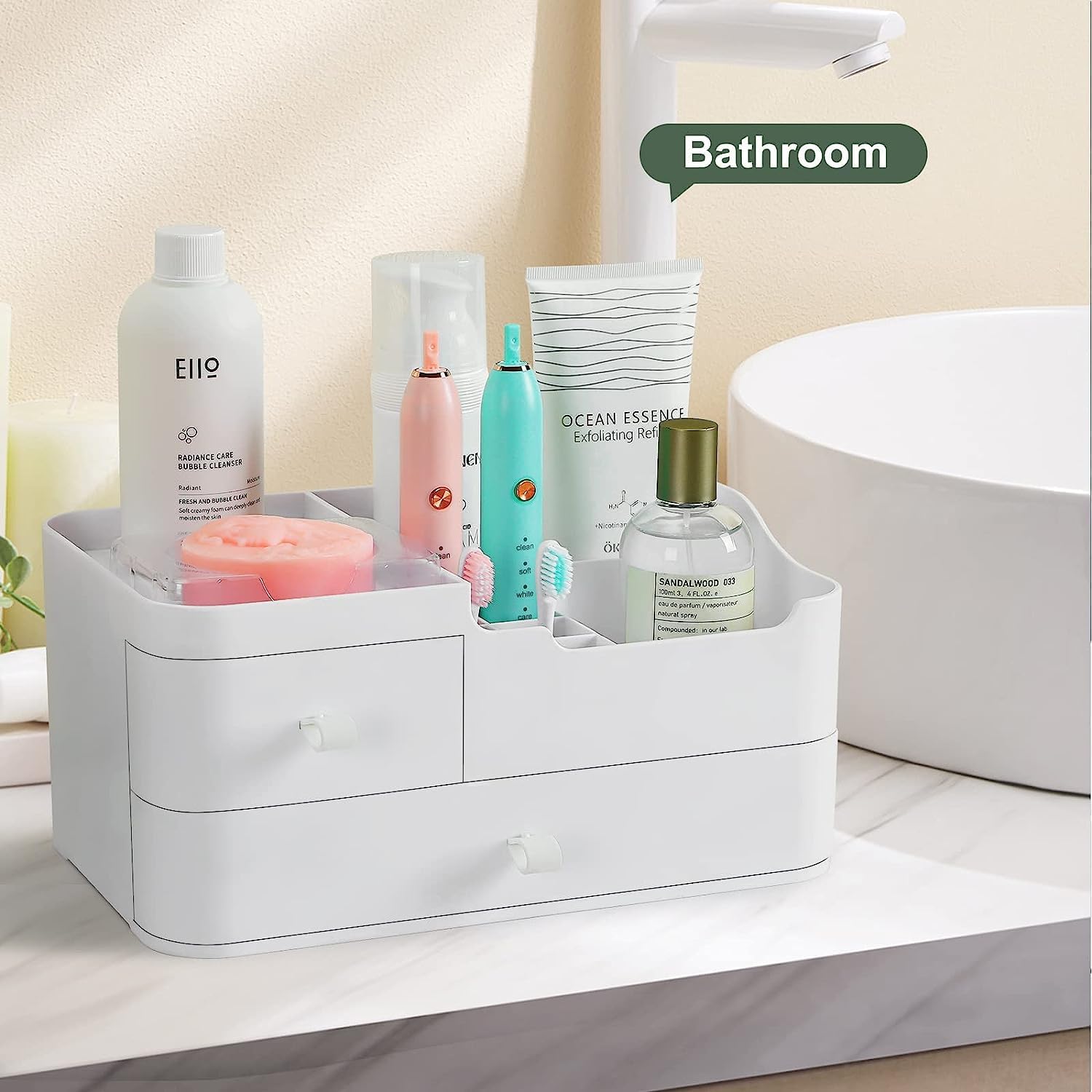BREIS Makeup Organizer for Vanity,Bathroom Organizer with Drawers,Vanity Decor Display Cases for Dresser Countertop Bedroom Eyeshadow Brushes Lipstick Nail Polishes Jewelry Perfume