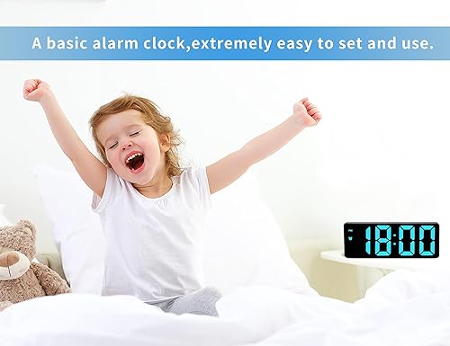 Miniatura 3 de IOJBKI Reloj despertador digital para dormitorio, superficie de espejo, relojes electrónicos LED, brillo ajustable, modelo de repetición, control de