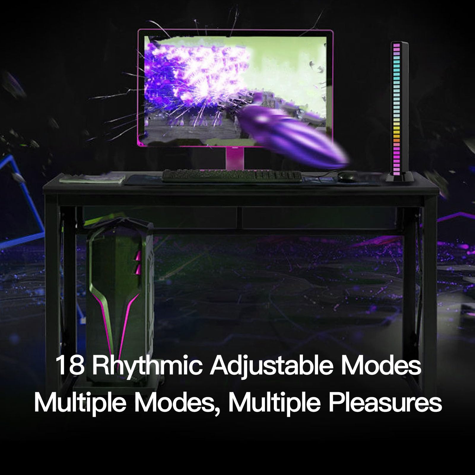 RGB Sound Control Light, Voice Activated Pickup Music Rhythm Lights, Multiple Light Modes Ambient Lamp for Home Party, Bar - Image 4