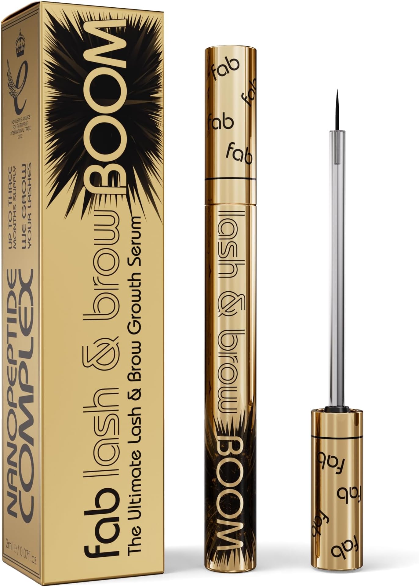 Fab Lash and Brow Boom - The Ultimate Lash and Brow Growth Serum - Lash Serum for Thicker, Longer & Fuller Lashes and Brows - Infused with Castor Oil, Biotin & Eyelash Primer for Healthy Hair Growth