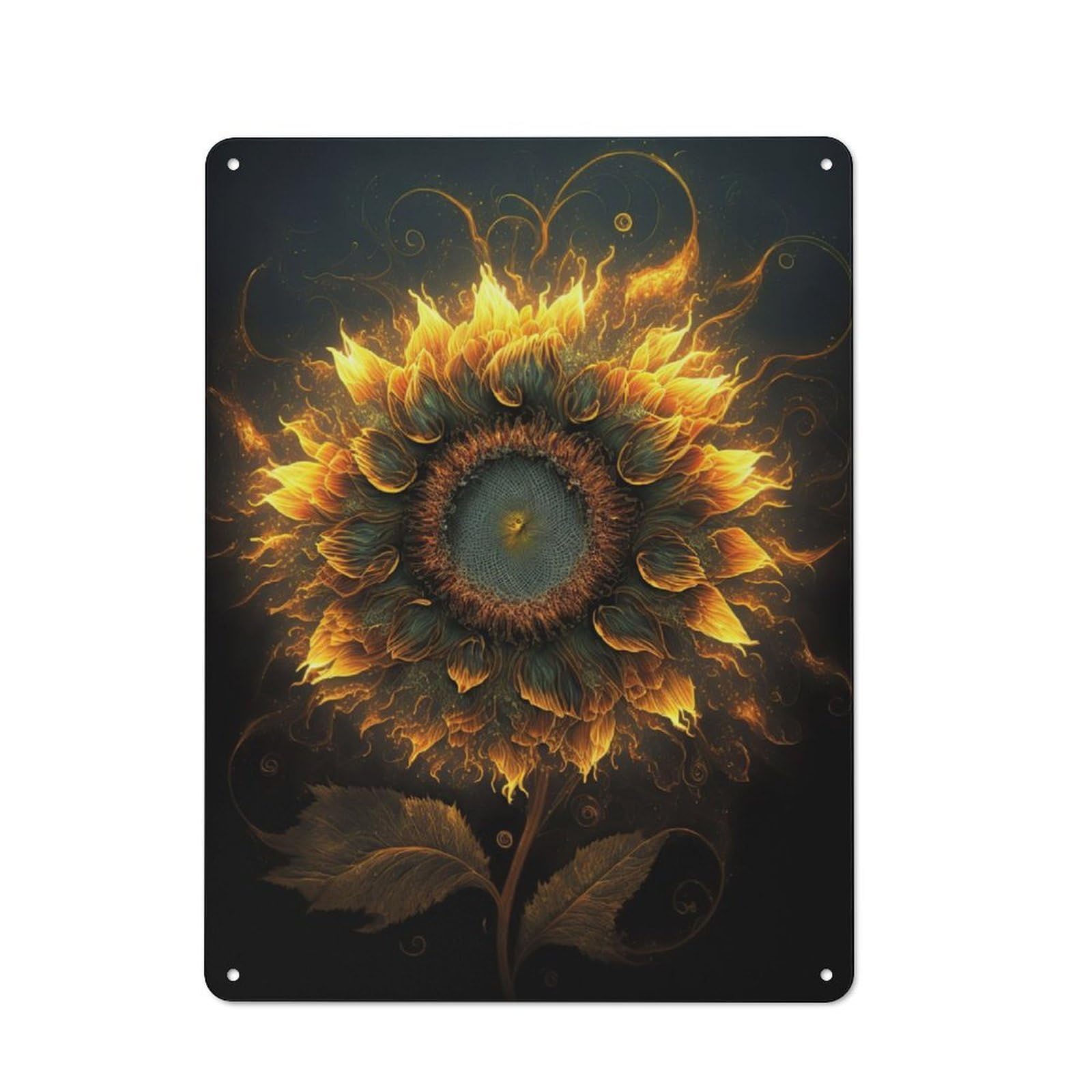 Junmoney Universe Sunflower Tin Sign 40X30cm With For Home Bar Wall, Vintage Decor, For Garage, Workshop And Man Cave Decoration