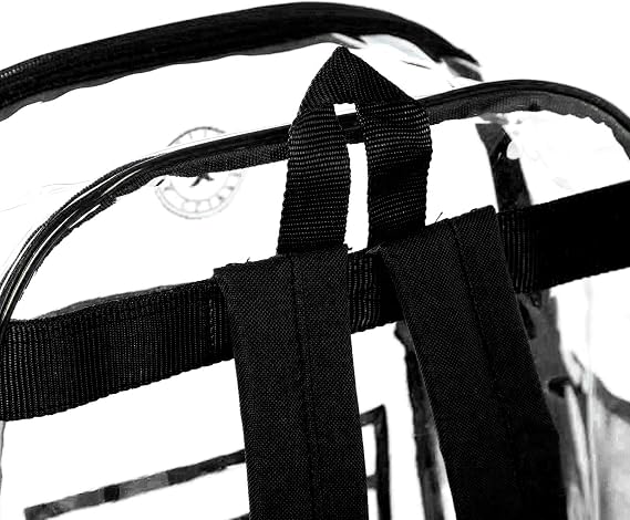 Heavy Duty Clear Backpack Transparent Quality School Bag Large See Through Student Daypack Security Workbag Black