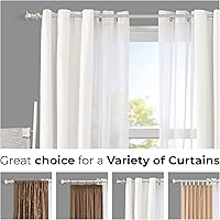 Vista 9 de Deco Window Barra de cortina doble para ventanas ajustable de 36 a 66 pulgadas, color plateado satinado con remates medio redondos y juego de soporte