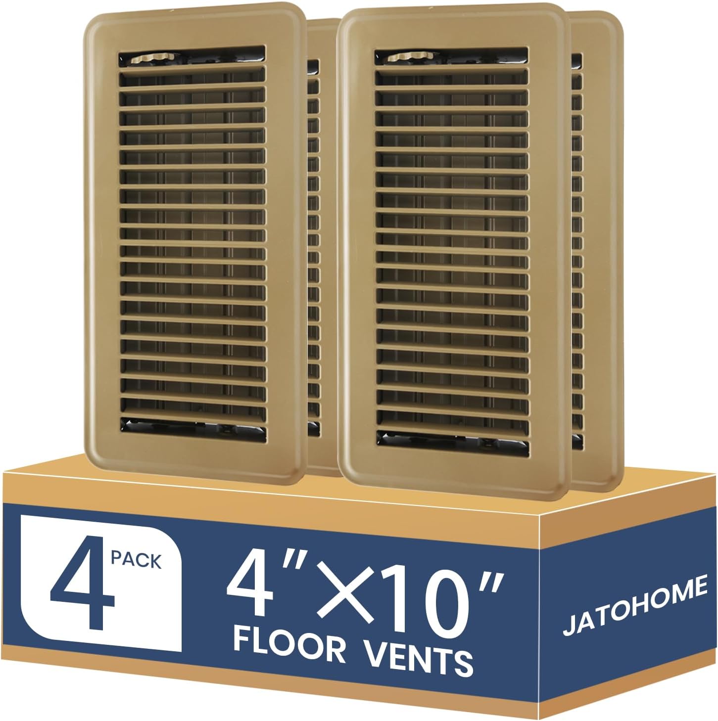 4 Pack Floor Vents Covers 4x10 Inch Floor Register Floor Vent Heavy Duty Steel Walkable Vent Covers for Home Floor