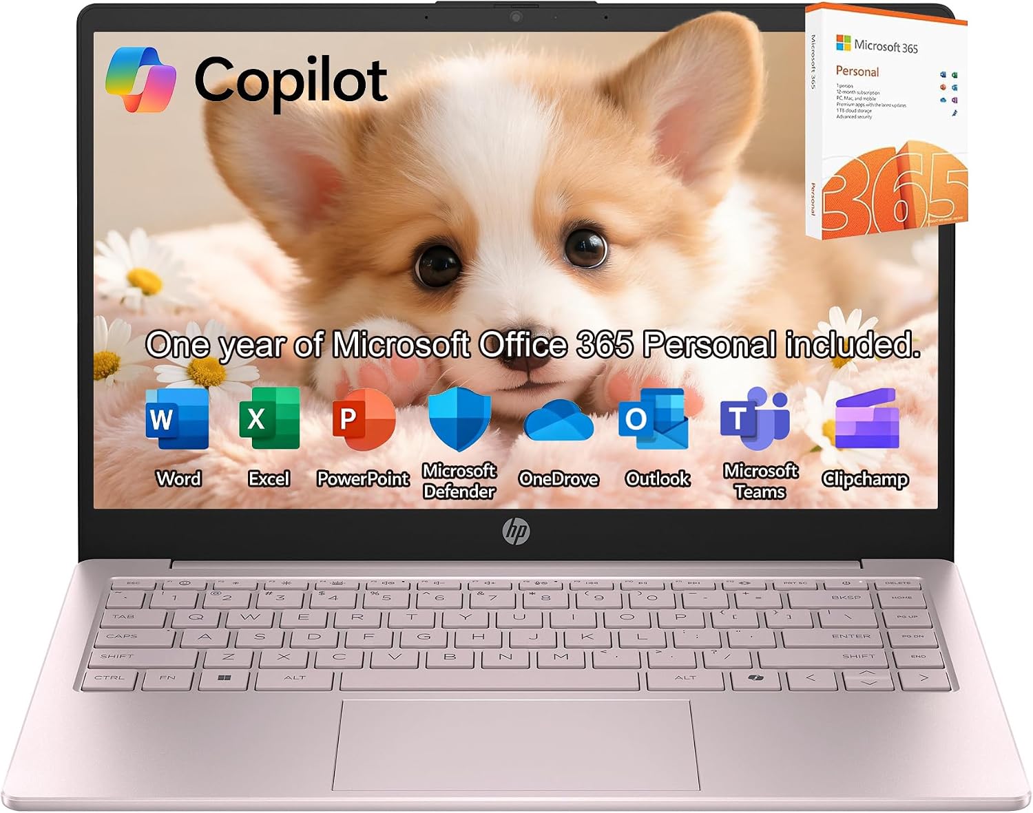 HP Laptop 2026 Edition with Copilot AI, 16GB RAM, 1TB SSD + 128GB UFS, Intel Processor, Long Battery Life, Lightweight, 1 Year Office 365, Windows 11 Home S for Students & Office, Type-C HUB, Pink
