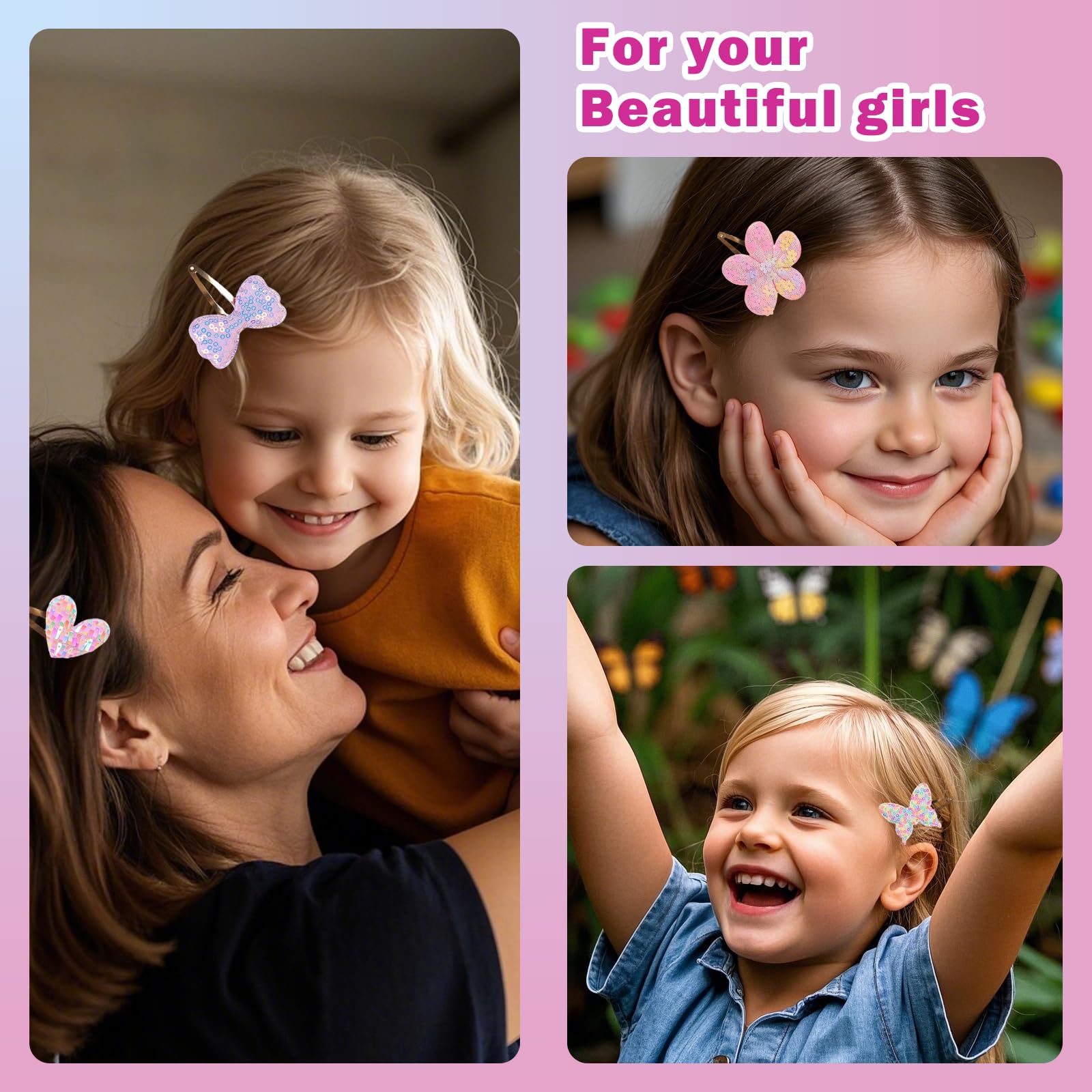 Pinzas para el cabello para niñas, 16 unidades, lindos pasadores de pelo para niños, corazón, mariposa, flor, estrella, corona, accesorios para el cabello para niñas 5