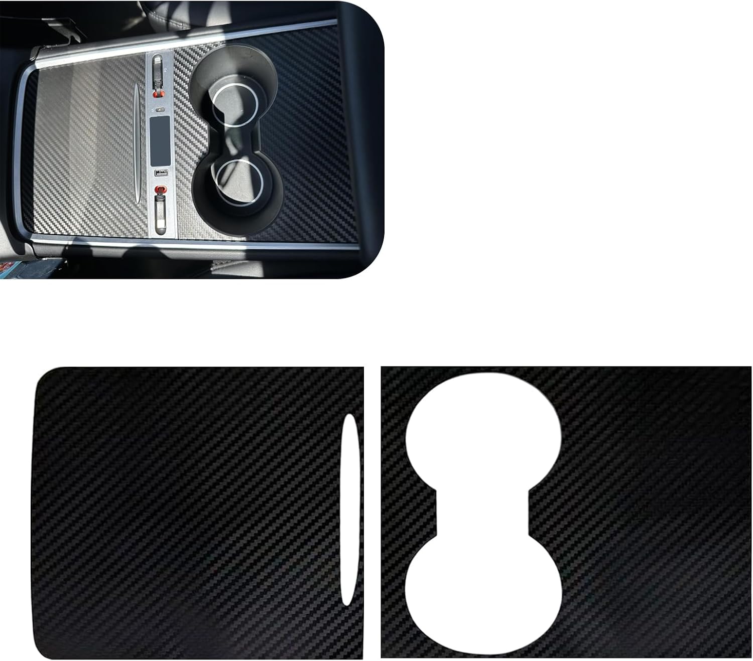Center Console Wrap Kit, Scratch-Resistant Center Console Protection Decal, Car Interior Modification Accessories, Compatible with Model 3 2019-2022, Model Y 2021-2024 (Carbon Fiber)