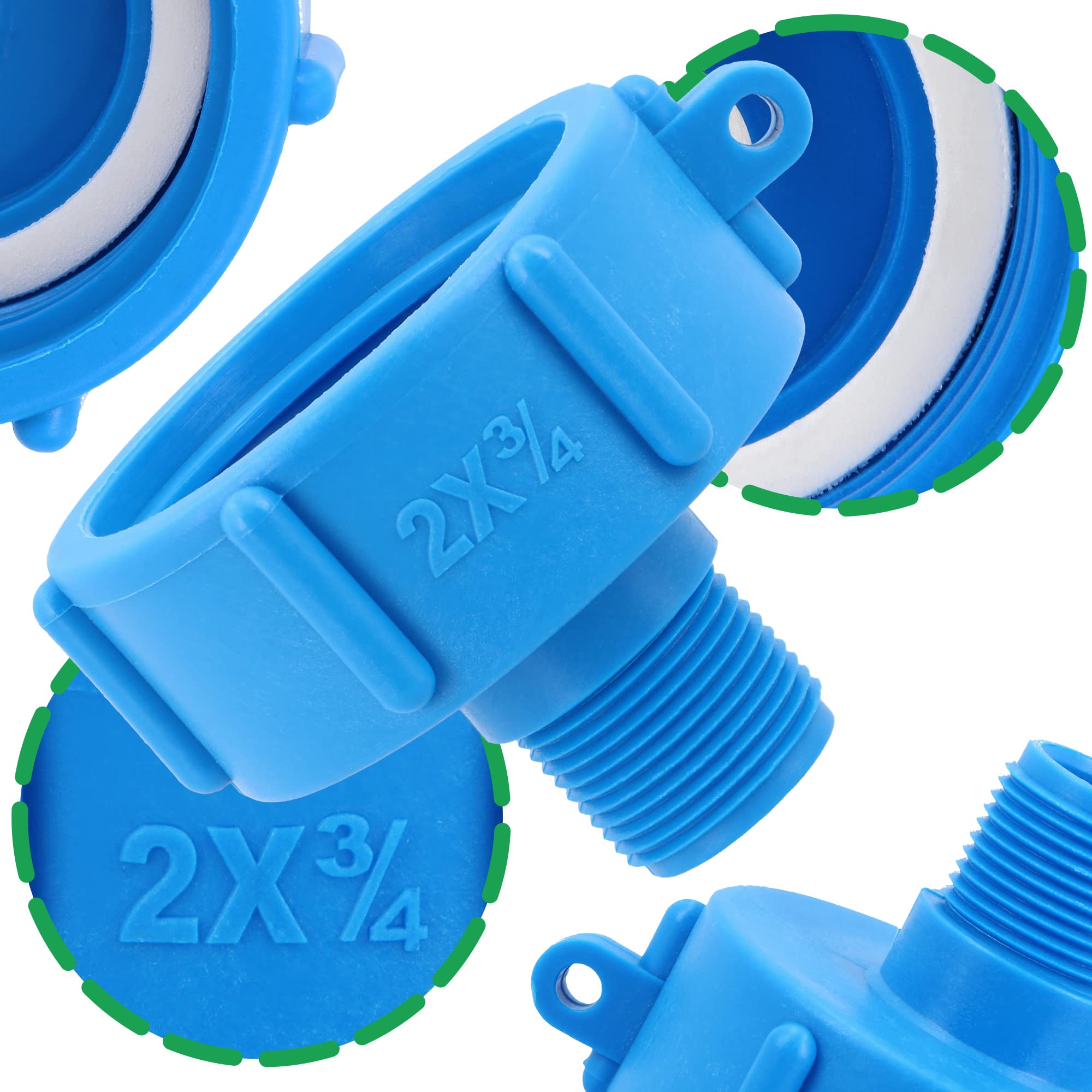 Adattatore IBC S60x6 3/4" – Connettore Per Serbatoio Acqua 1000L – Uscita Filetto Ottone 6 Punti – Adattatore Per Valvola E Tubo - 2