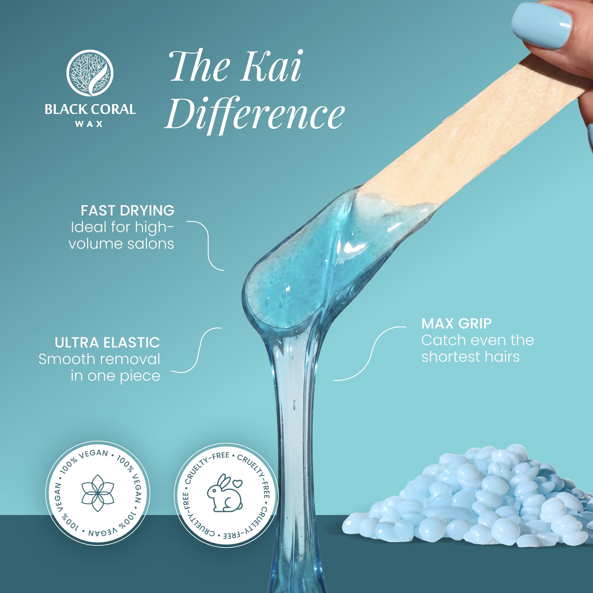 Kai Blue Hard Wax Beads, 1 kg / 2.2 lb, Face & Body