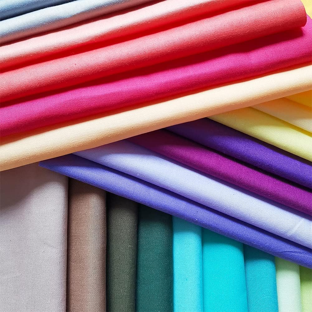 50 Pcs Quilting Fabric Bundles 8" x 8" (20cm×20cm) Solid Colors Pure Cotton, Precut Squares Sewing Quilting Patchwork Scraps for DIY Crafting