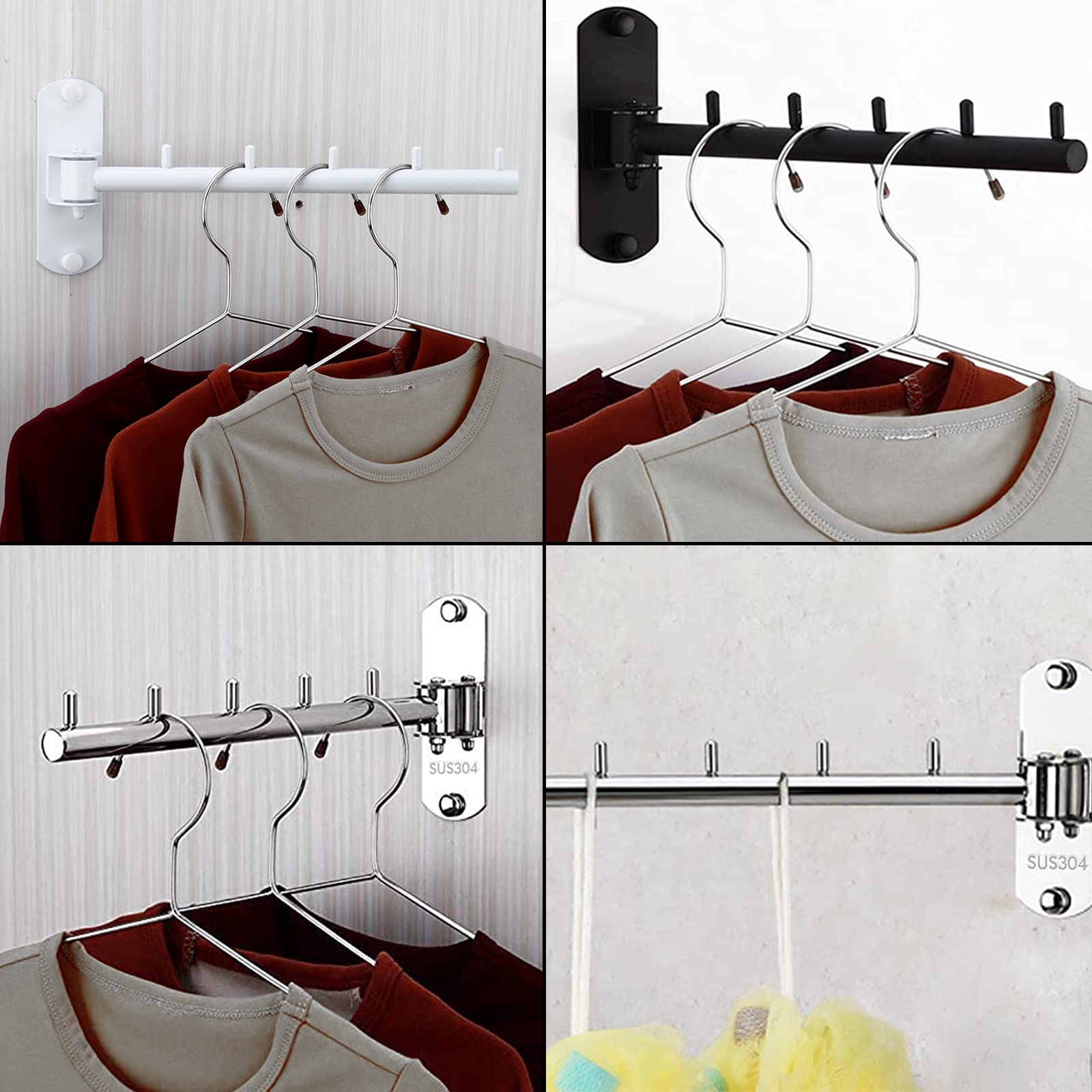 Floating Jacket Rack Folding Hooks Dxynlg 8 Hooks Wall Mounted Coat Rack Floating Rack With ...