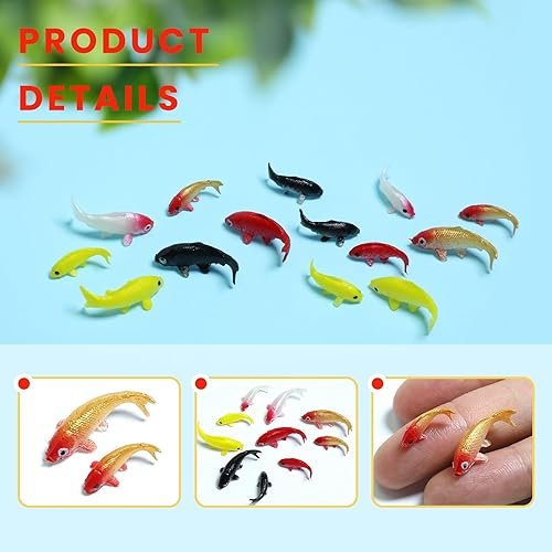 Miniatura 3 de 20 piezas de mini figuras de peces koi peces de colores en miniatura, suministros de jardín de carpas pequeñas, peces de colores falsos, figuras de