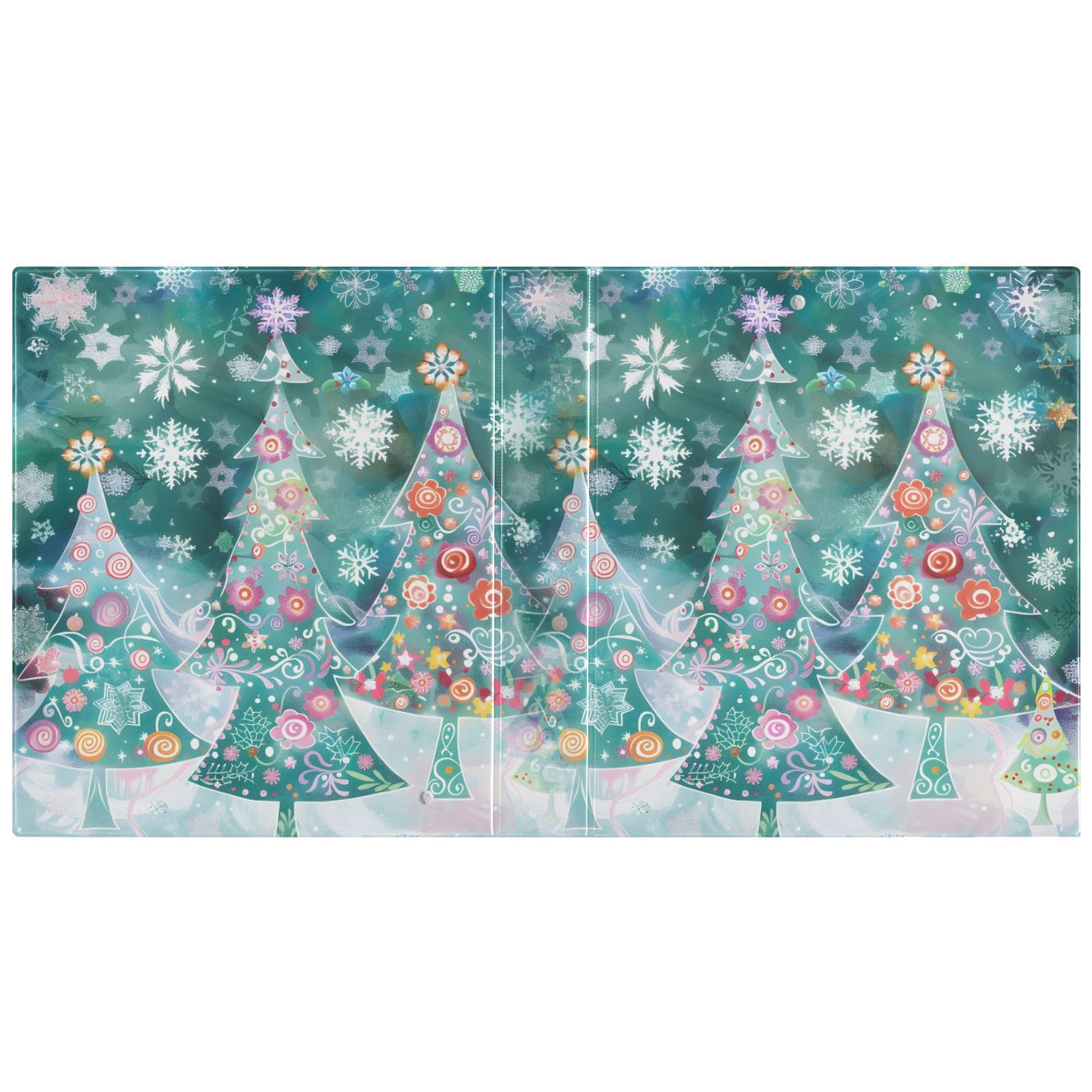 Classeur à 3 anneaux pour arbres de Noël, flocons de neige, 3,8 cm, classeur à trois anneaux avec porte-bloc pour papier de 21,6 x 27,9 cm, 3 poches intérieures transparentes en PVC pour fournitures