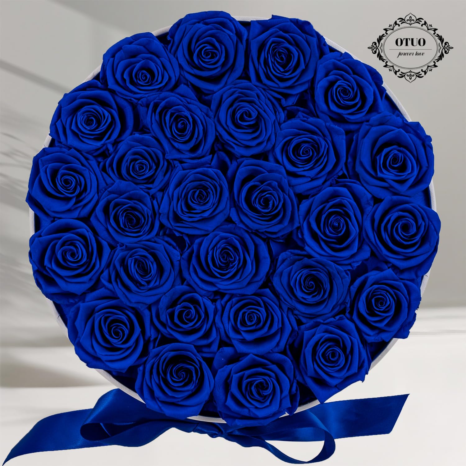 Lot de 27 roses préservées dans une boîte – Fleurs éternelles pour livraison Prime, cadeaux d'anniversaire pour maman, épouse, anniversaire de mariage, cadeau d'anniversaire pour femme, bleu