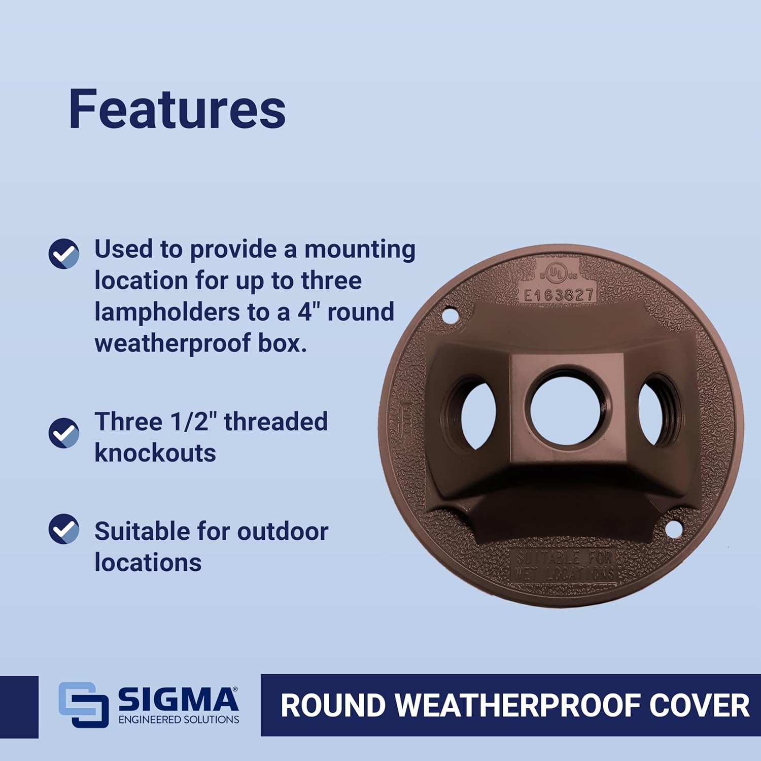 Sigma Engineered Solutions 14383BR 1/2-Inch 3 Hole Round Lamp Holder Cover, Bronze